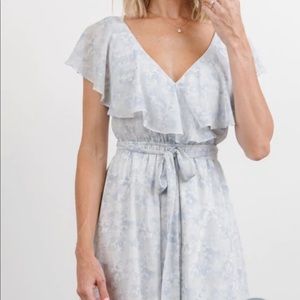 Blue floor length maxi dress perfect for a wedding or maternity event!